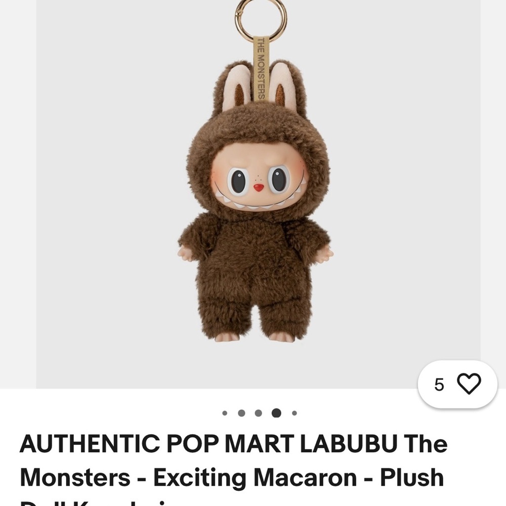 Brown Labubu Bunny Plush Keychain